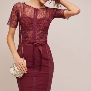 Elegant Burgundy Lace Dress NWOT